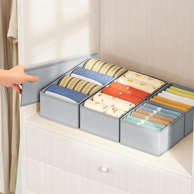 DIMJ Drawer Organizer Clothes Storage - 18 Pack Baby Dresser Organizer for Nursery, Foldable Drawer Dividers for Bedroom Closet Organization, Fabric Storage Bins for Socks, Underwears, Bras