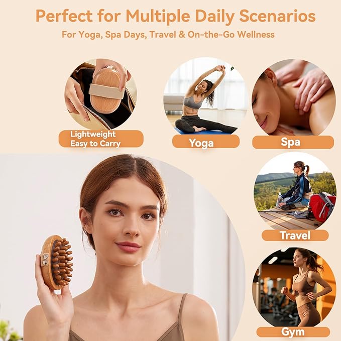 2PCS Meridian Massage Brush,Gua Sha Tool,Body Massage Brush,Wood Therapy Massage Tools, Meridian Brush for Belly,Body Sculpting Tools,Guasha Brush, Wooden Massage Tools,ๆๆฉๆขณ, ็ป็ปๅท