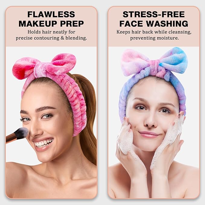 YOOVR 7pcs Spa Headband, Mothers Day Gifts Bulk, Stocking Stuffers for Teen Girls Women, Skincare Makeup Face Wash Headband, Hair Accessories, Party Favors for Adult, Easter Baskets Stuffers(Tie-dyed)