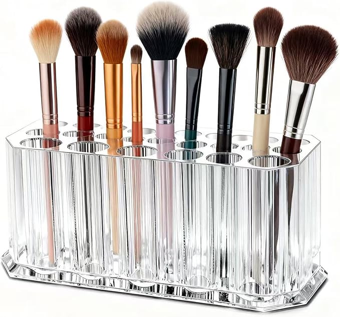 Clear Acrylic Lipstick Organizer Makeup Nail Brush Eyeliner Lip Liner Holder 26 Spaces Cosmetic Display Case