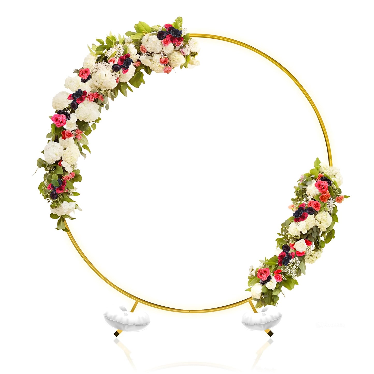 Round Backdrop Stand - Rust Free Iron Made 7.2 Ft Gold Circle Backdrop Stand for Parties, Arch for Balloons - Portable & Easy to Assemble Wedding Arch Frame - Sturdy & Stable, Handles Wind Outdoors