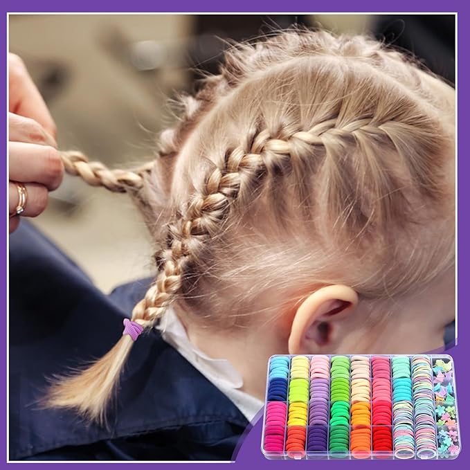 Hair Accessories for Girls - 360 Pieces Toddler Elastic Hair Ties, Hair Clips, and Hair Tail Tools in 31 Colors