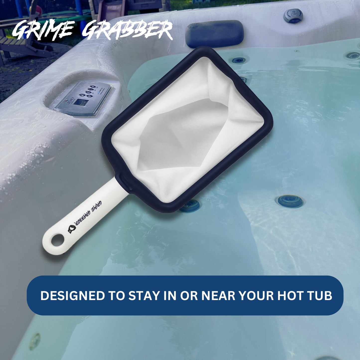 Grime Gripper Hot Tub Skimmer - Fine Mesh Hot Tub Net, Durable and Lightweight, Ideal Small Fish Net for Spa and Hot Tub Owners, Efficient Debris Removal Tool (1 Net)