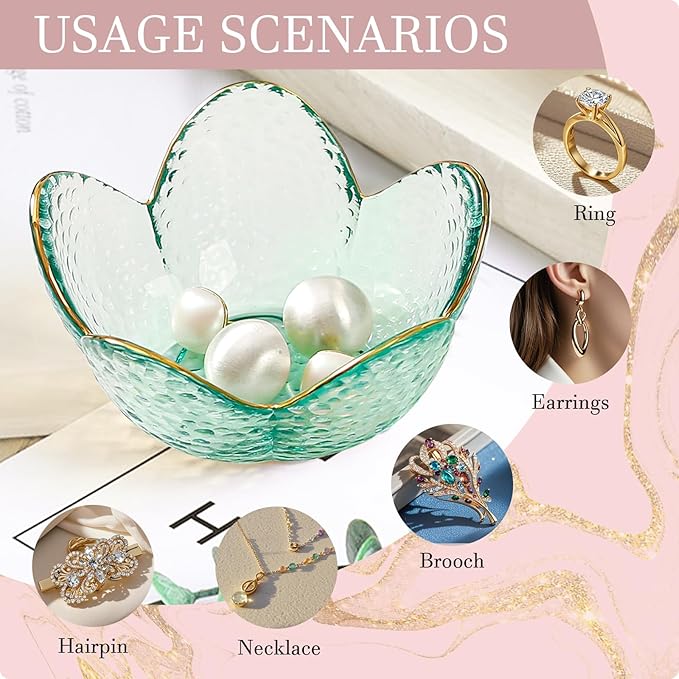 Friendship Gifts For Women Jewelry Dish Glass Ring Dish Jewelry Tray Cute Vanity Organizer Room Decor Jewellery Tray Trinket Dish Cute Bedroom Decor Christmas House Warming Gifts for women
