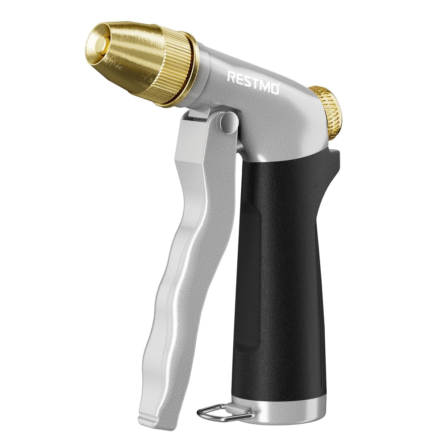 RESTMO Heavy Duty Metal Water Hose Nozzle, High Pressure Garden Hose Nozzle, Hose Sprayer Nozzle with Adjustable Spray Patterns for Garden Watering, Car Washing, Patio and Pet, Black