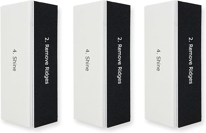 Amazon Basics 4-Way Nail Buffer Buffing Block for Professional Manicure, Manicure Tools, Nail Polisher, 3-Pack, Black/White