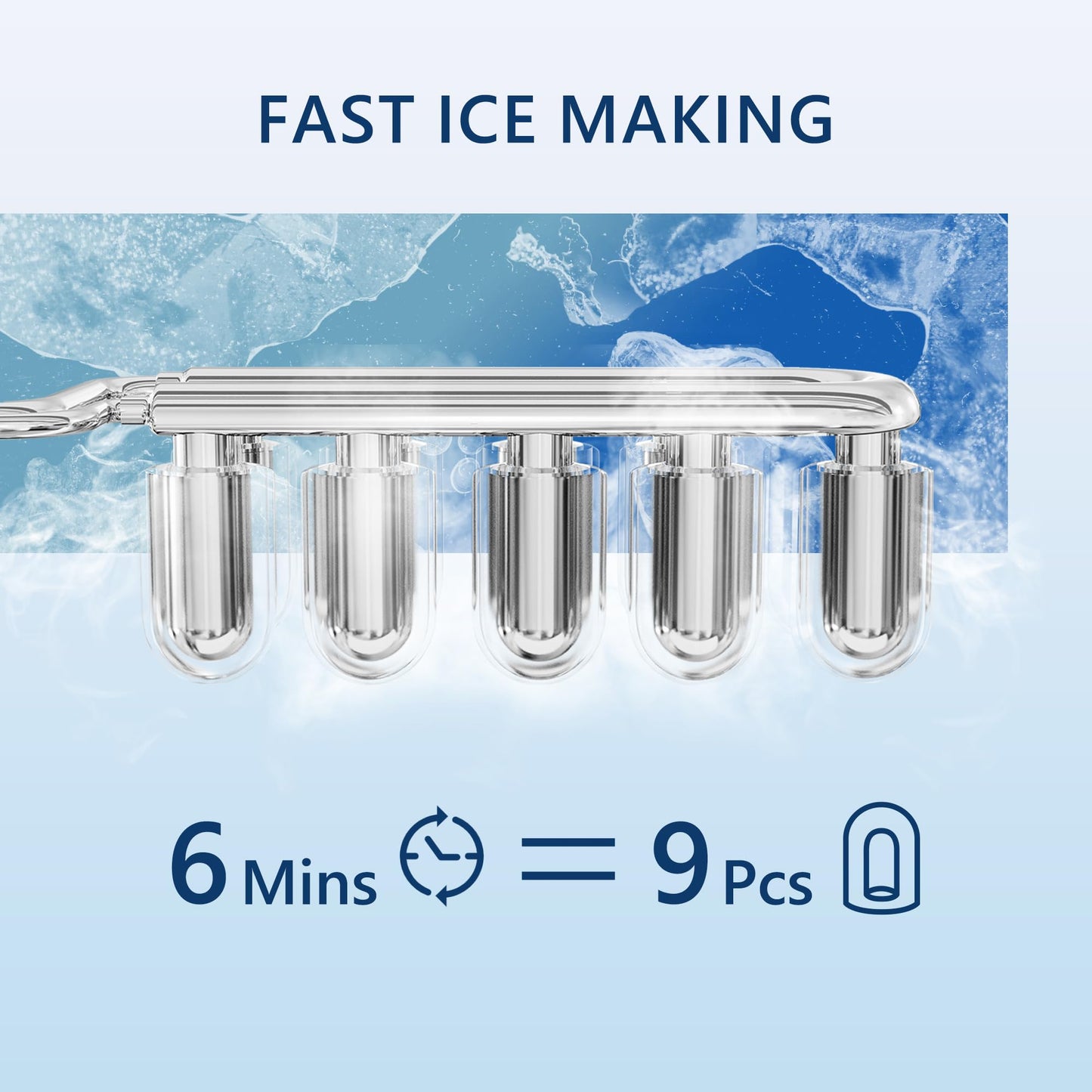 ICEVIVAL Countertop Ice Makers -26 lbs/24H, 9 Cubes Ready in 8Mins, Self-Cleaning Countertop Ice Maker with Handle, Portable Ice Machine with Ice Scoop&Basket, Perfect for Home/Kitchen/Office(Black)