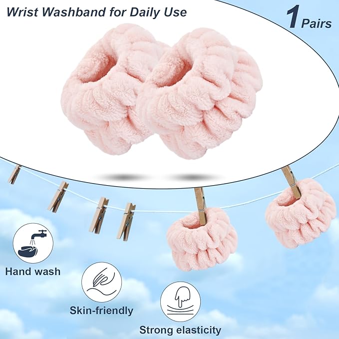 Wrist Bands for Washing Face-Dorbetar, Microfiber Wrist Towels for Washing Face, Spa Wristbands for Washing Face, Face Wash Wristbands, Arm Bands for Washing Face for Woman Children