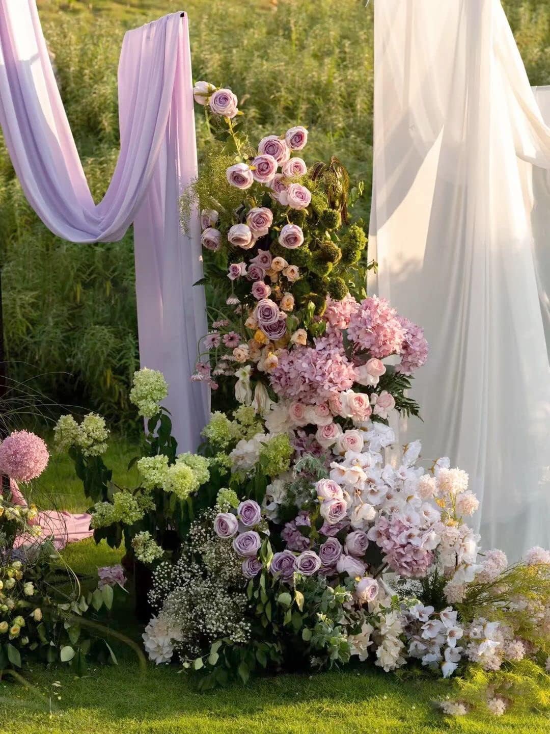MLMW Chiffon Fabric Sheer Fabric by the Yard 5 Yards 60" Wide Lilac Wedding Arch Draping Fabric Sheer Material for Party Backdrop Curtain Arch Ceiling Decor