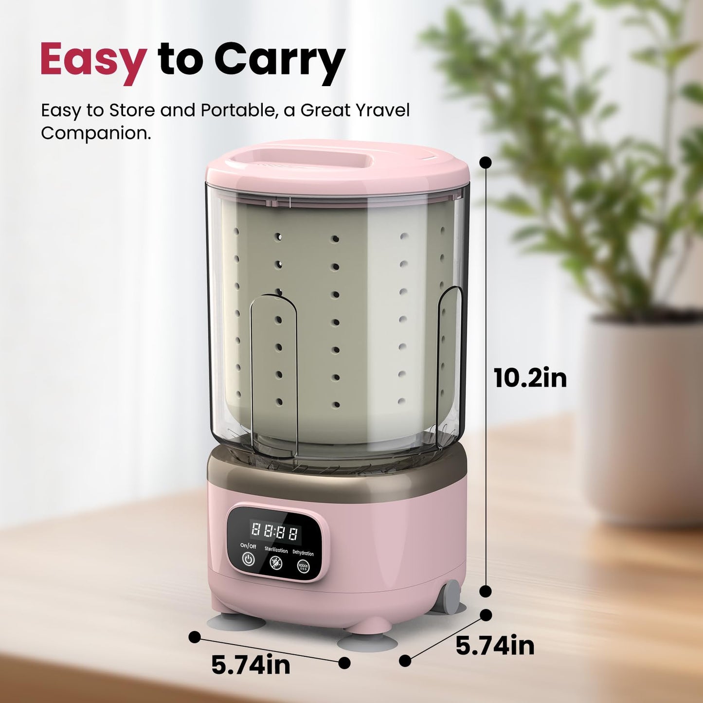 Pink Mini Underwear Washing Machine, All-in-1 Women's Day Rechargeable Portable Mini Washer Machine with 2L Cup Capacity for Bra Underwear Socks Home Hotel Apartment RV Travel.