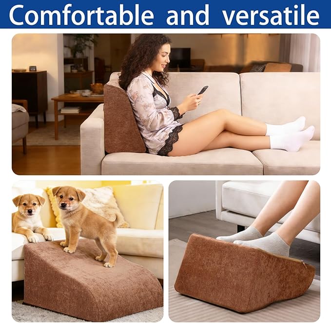 Foot Rest for Under Desk at Work, Ergonomic Under Desk Footrest with Washable Cover for Office, Home & Gaming Leg Elevation Pillow Brown