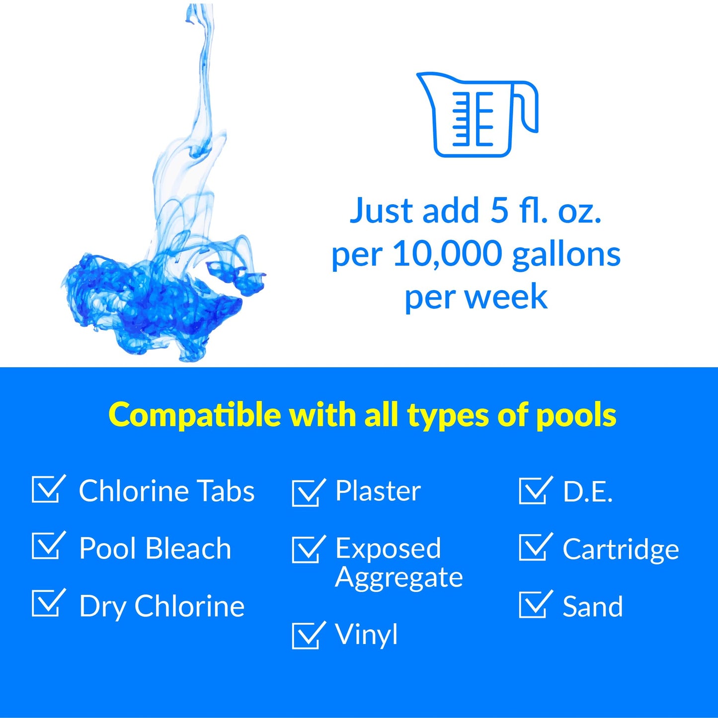 United Chemical No Mor Problems Pool Treatment – Weekly Maintenance Formula for Clean, Clear Water – Algae Preventer & Clarifier for Saltwater, Chlorine, Above & Inground Pools, 1 Gallon