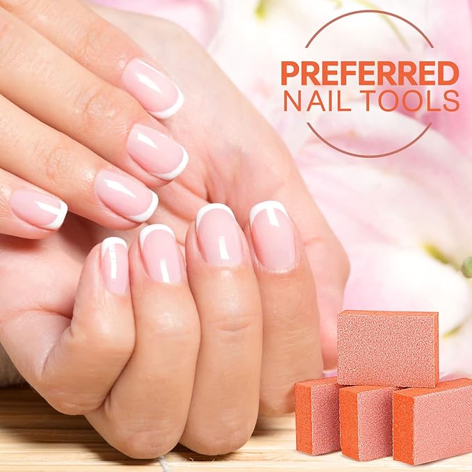 Maryton Mini Nail Buffer Blocks - 180/240 Grit Professional Salon Orange Buffers - Buff Nails Prior to Application of Gel Polish, Acrylic, 50 Count