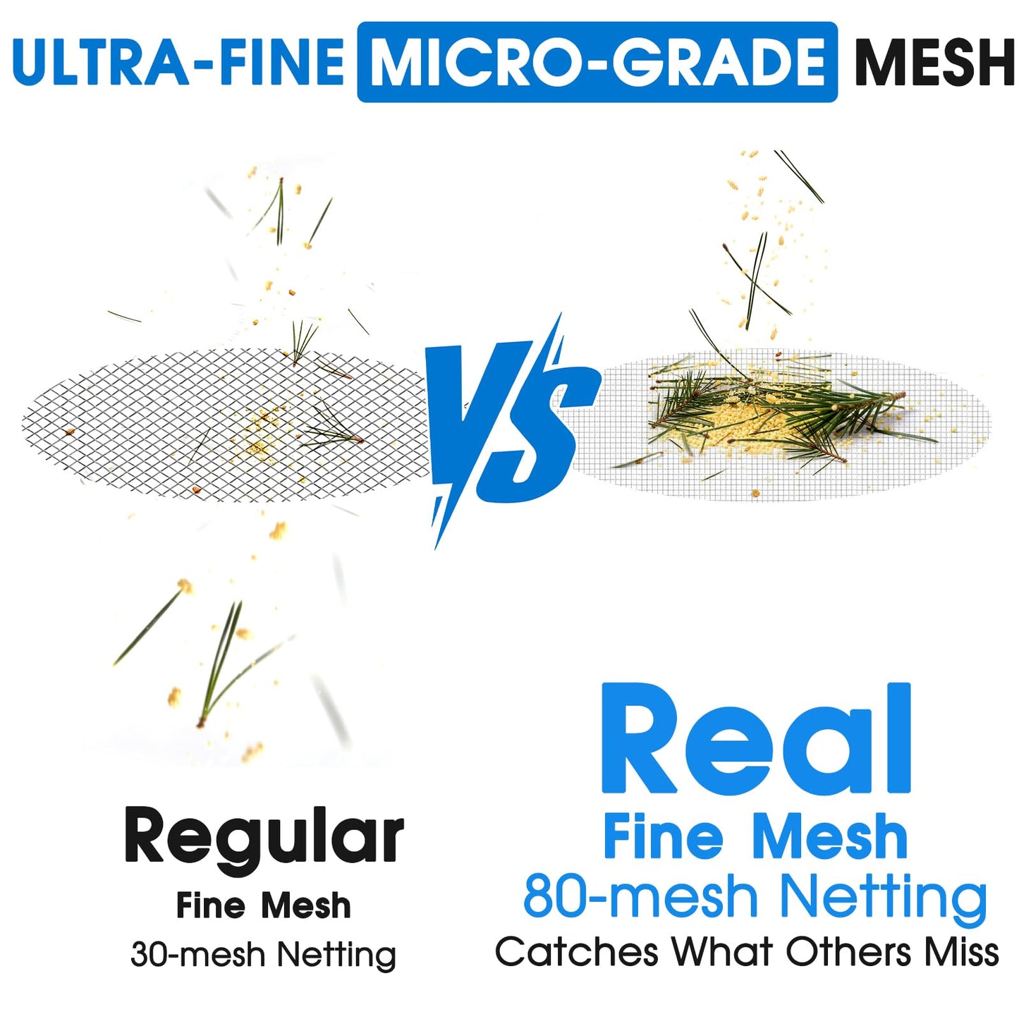 TidyMister 17.5'' Ultra Fine Mesh Pool Skimmer Net Rake for Sand Silt Pollen Debris - Super Extra Fine Nylon Cleaning Pool Net for Above Ground & In-ground Swimming Pools