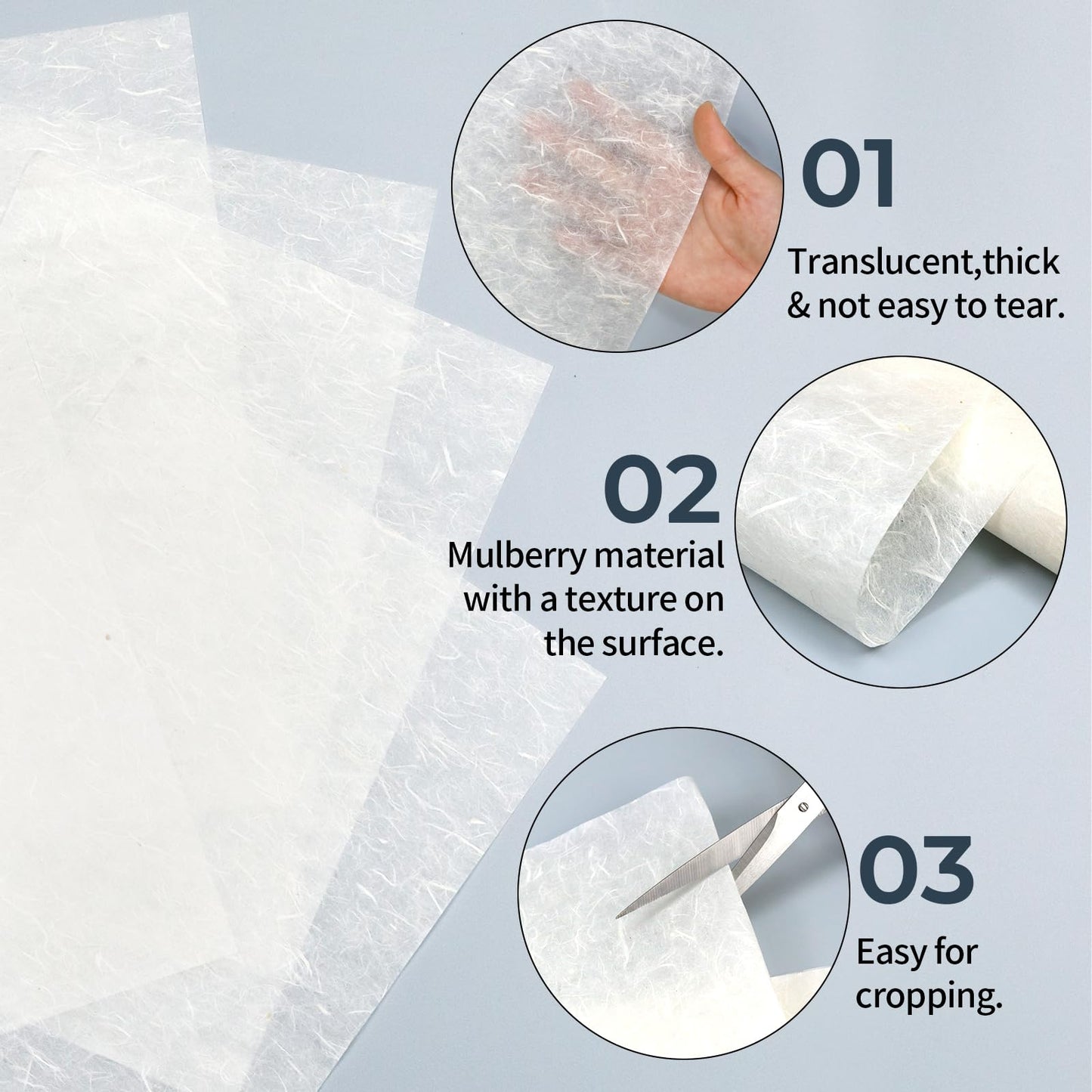 100 Sheets FIVEIZERO A4 Mulberry Paper Sheets Natural Fiber Rice Paper,8.3 x 11.7in Natural Decoupage Tissue Papers for Writing Painting, Decorative Papers, Card MakingPapers DIY Craft