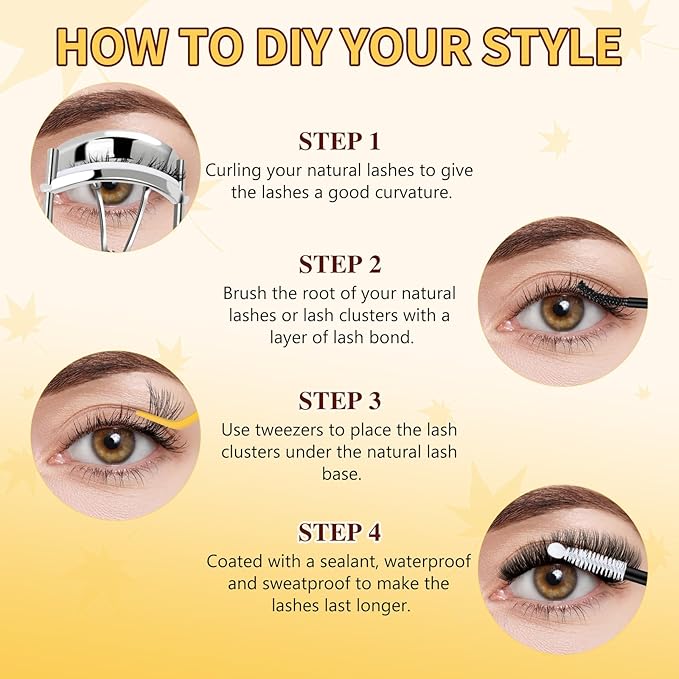 QUEWEL Lash Clusters Kit, 280Pcs 40D+50D 3D Lash Cluster Eyelash Extensions 10-18mm Volume Individual Lashes with Lash Bond and Seal and Lash Tweezers Easy DIY at Home(40D+50D 3D Kit)