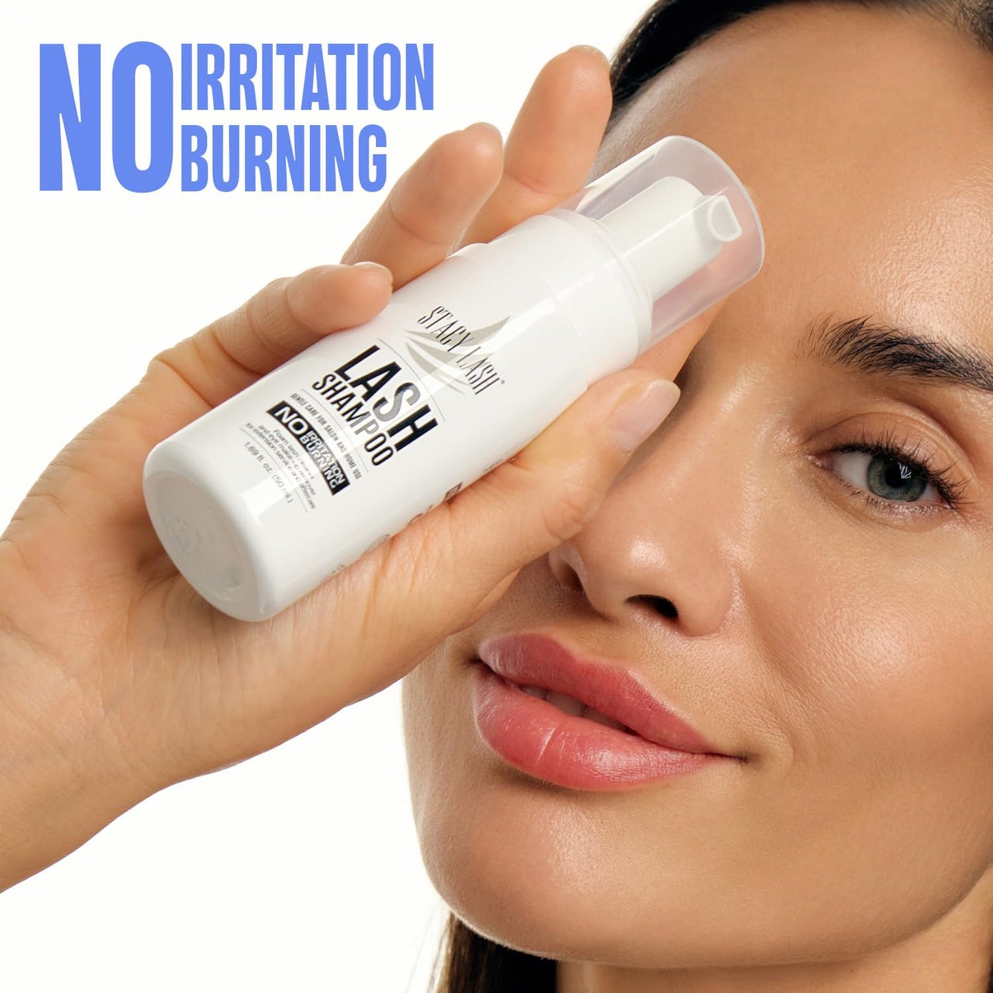 STACY LASH Eyelash Extension Shampoo + Brush / 1.69 fl.oz / 50ml / Eyelid Foaming Cleanser/Wash for Extensions & Natural Lashes/Safe Makeup Remover/Supplies for Professional & Home Use