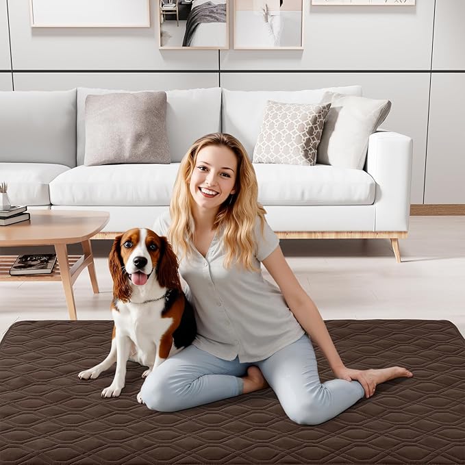 Smiry Reversible Waterproof Couch Covers for Sofa, Washable Dogs Couch Covers for 3 Cushion Sofa Pet Friendly, Water Resistant Furniture Protector Slipcover, Geometric (82"x102", Chocolate/Dark Grey)