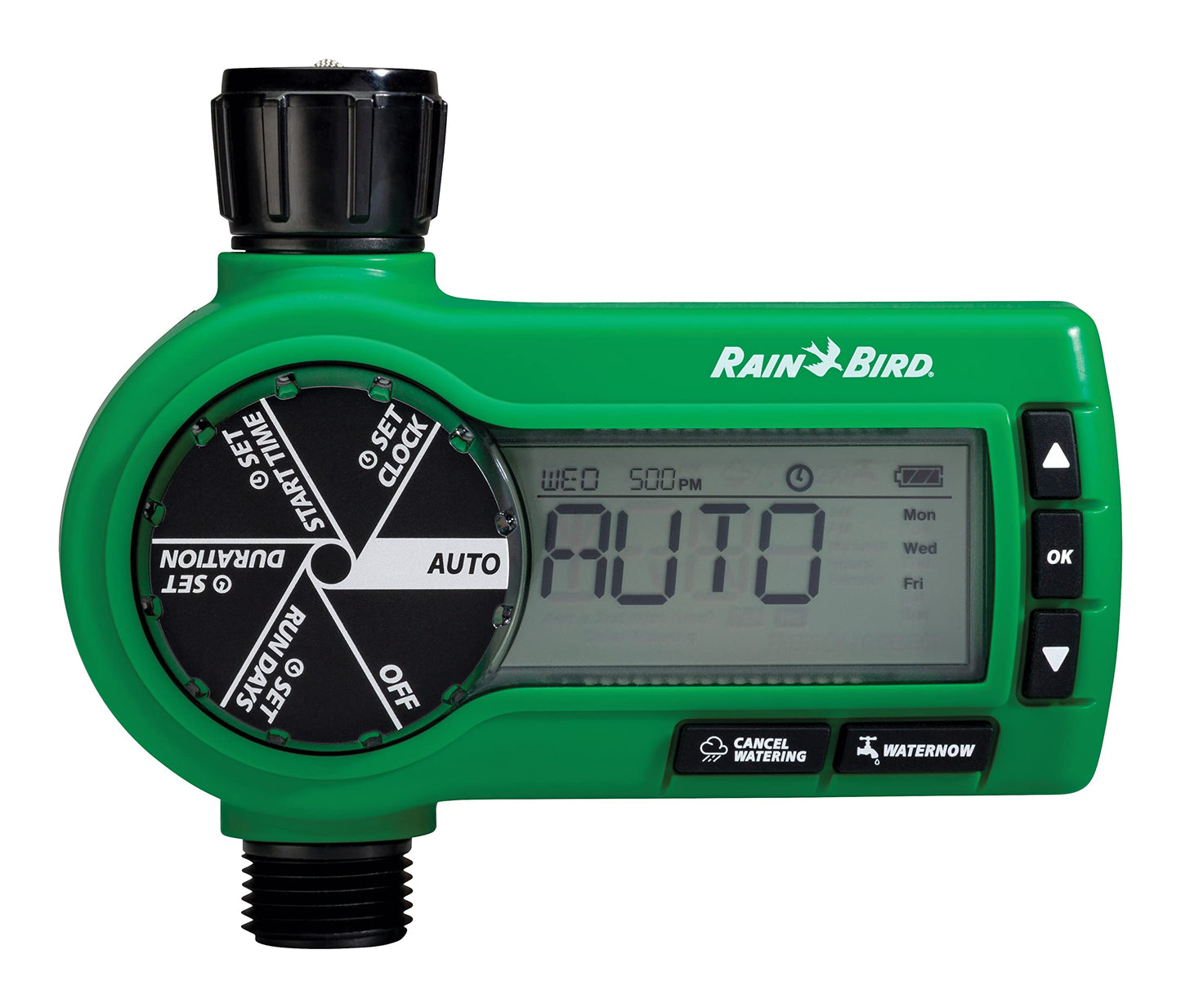 Rain Bird 1ZEHTMR Professional Grade Electronic Digital Hose End Timer/Controller, One Zone/Station, Battery Operated, Digital with Plastic Inlet/Outlet