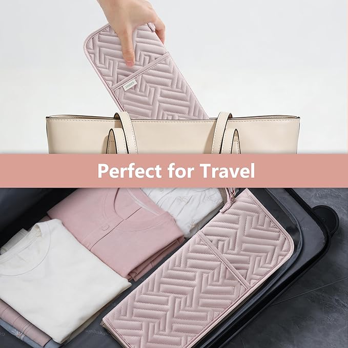 Hair Tool Organizer Heat Resistant Mat for Flat Iron Case Hot Tools Curling Iron Holder Hair Tools Travel Bag for Straightener Brush Pad Pouch Hairstylist Essentials (Pink)