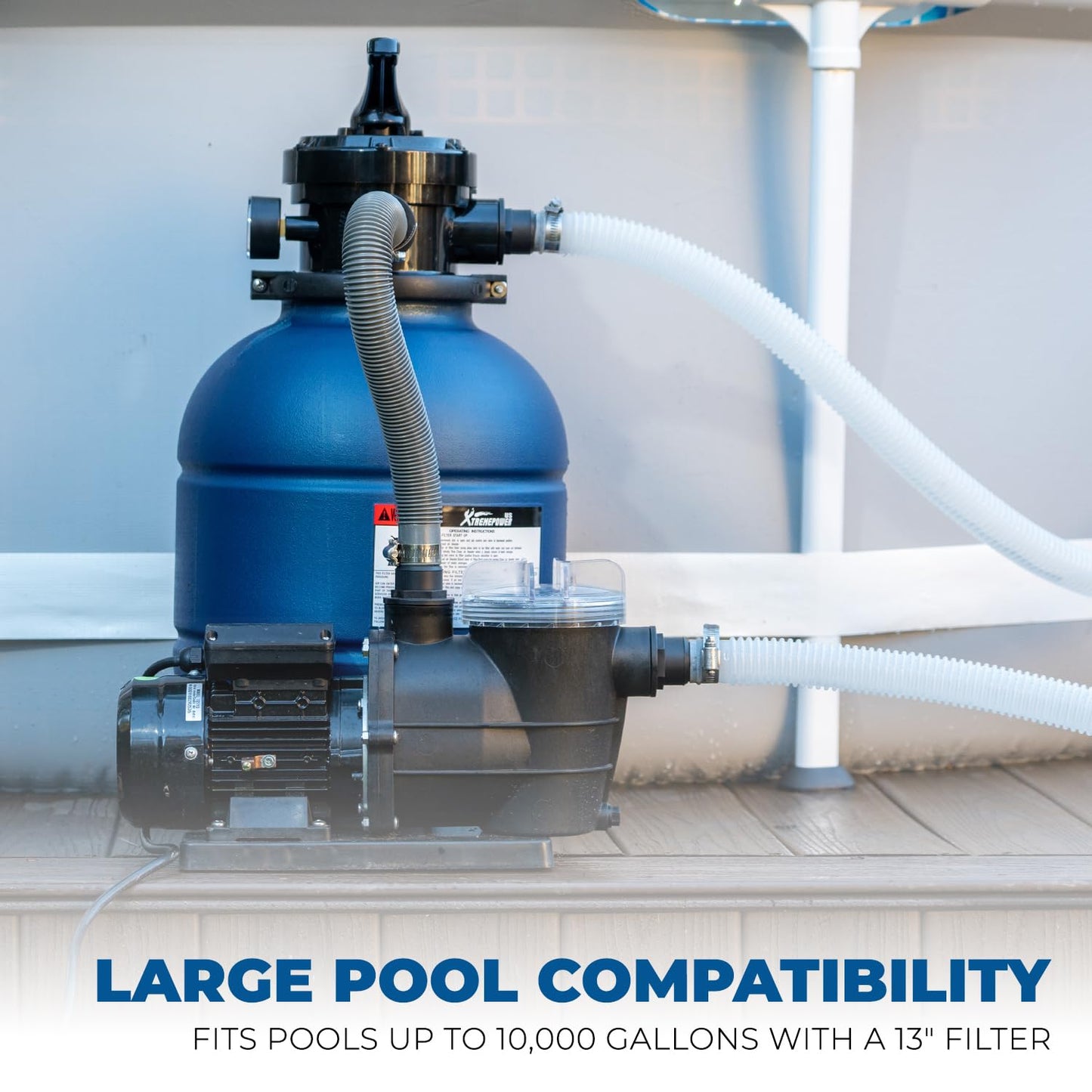 XtremepowerUS 13" Sand Filter 3/4HP Pool Pump 2,400GPH for Above Ground Swimming Pool Multi-Port Valve Up to 10,000 Gallons, 1-1/4"NPT Pool Sand Filter with Enhanced Circulation System