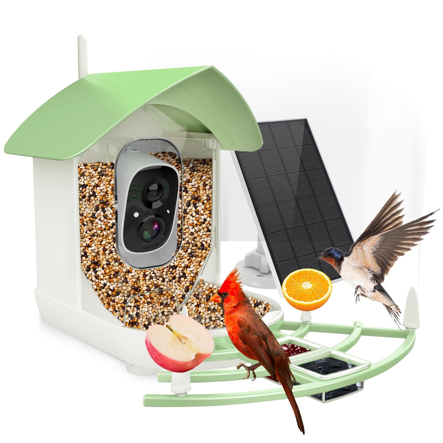 Bird Feeder with Camera,Smart AI Birds Breed Recognition,Birds Motion Detection with Real-Time Notice,Auto Capture Bird Watching WiFi Camera,Solar-Powered Outdoor Charging Bird House,Ideal Gifts,Green