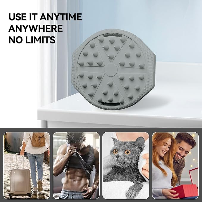Silicone Body Scrubber, Dual-Sided Silicone Loofah for Shower, Exfoliating Body Brush Scrubber for Men and Women for All Skin, Scalp Scrubber Lather Wellï¼ÂEasy to Clean (Gray)