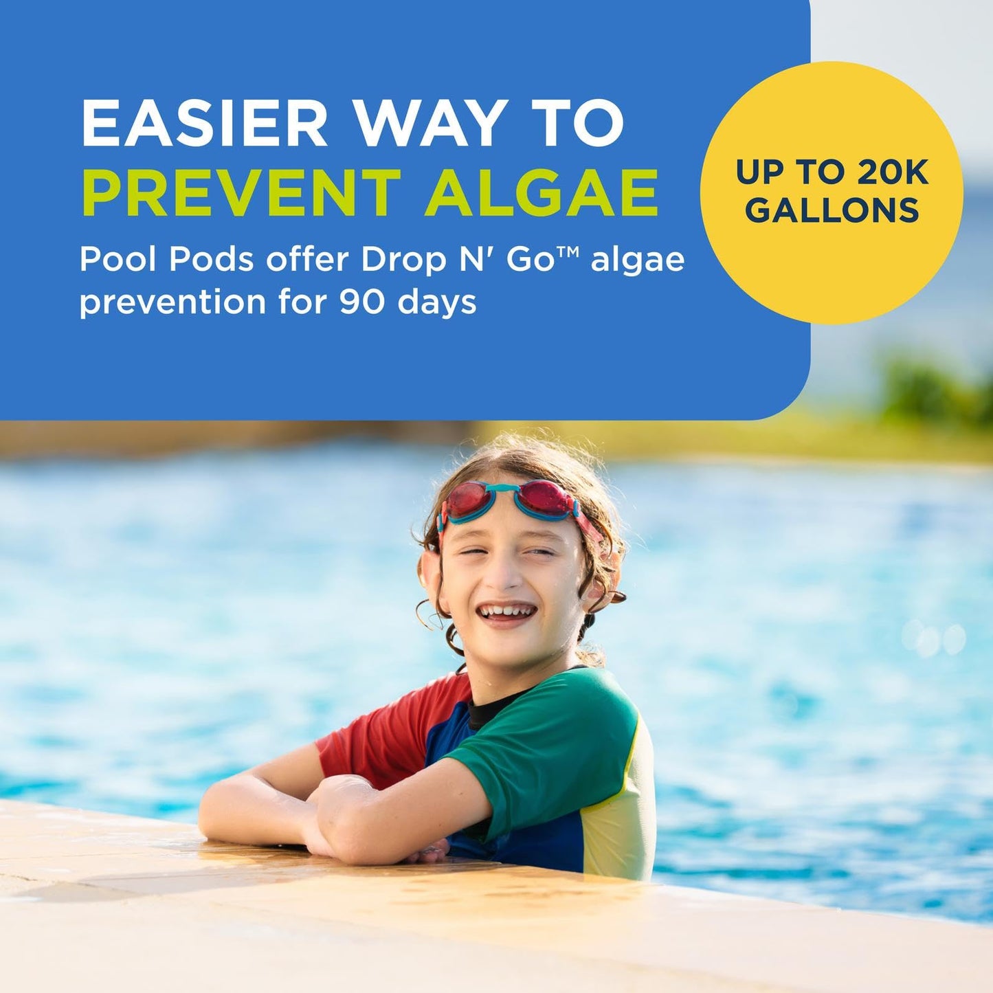 FROG 90-Day Algae Barrier - Dry Formula Algaecide Prevents Black, Green and Yellow Algae for Pools up to 20,000 Gallons - Pool Maintenance & Algae Prevention - 2 Pods