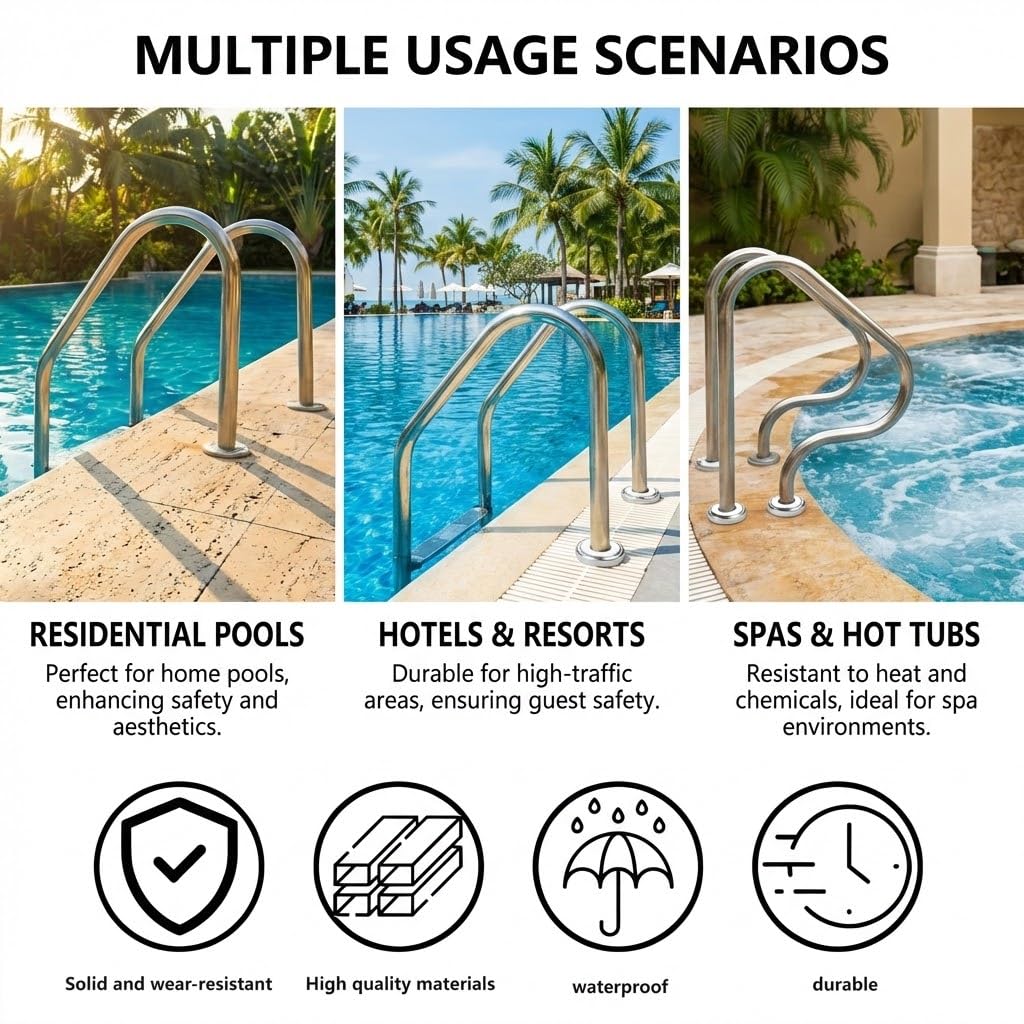 Stainless Steel Pool Handrail Covers, Fits 1.9" Tubing, Rust-Proof Escutcheon Plates & Safety Trim Rings for Deck Anchors, 304 Stainless Steel, Mirror-Polished Finish (4)