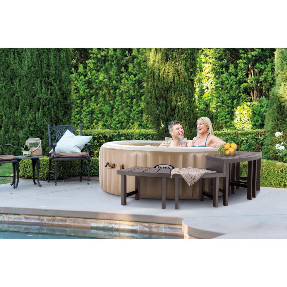 Intex Set of 4 PureSpa Benches, 2 Medium and 2 Tall Bench Accessories Compatible with Inflatable Hot Tub 4 Person Spas (Bench Accessories Only)