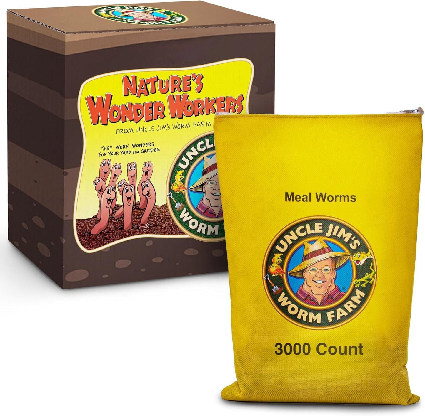 Uncle Jim's Worm Farm 3000 Count Mealworms for Reptiles and Chickens | Mealworms for Feeding Lizard, Gecko, Bearded Dragons, Chickens, Birds, and More | Suitable for Fishing Bait