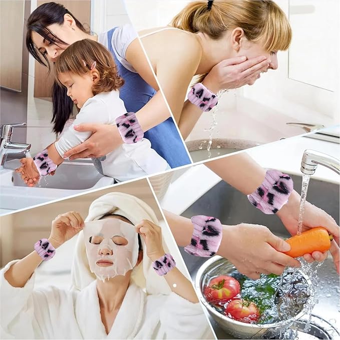 2 Pairs Wrist Washband for Women Washing Face, Wrist Spa Washband Absorbent Wristbands, Prevent Liquids from Spilling Down Your Arms