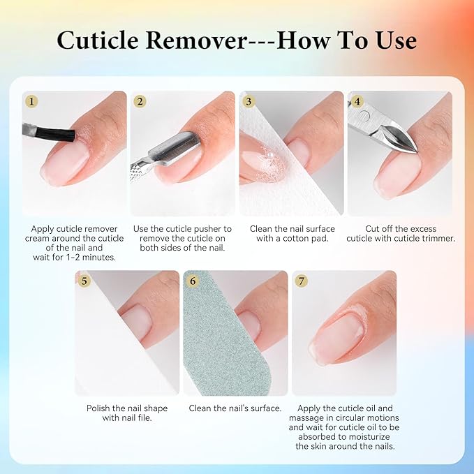 JODSONE Gel Nail Polish Remover Kit Set with 15ml Gel Nail Polish Remover,Cuticle Oil,Latex Tape,Cuticle Removers Liquid,Cuticles Trimmer,Removers Manicure Tool Set for Home Use,No Soaking Wrapping