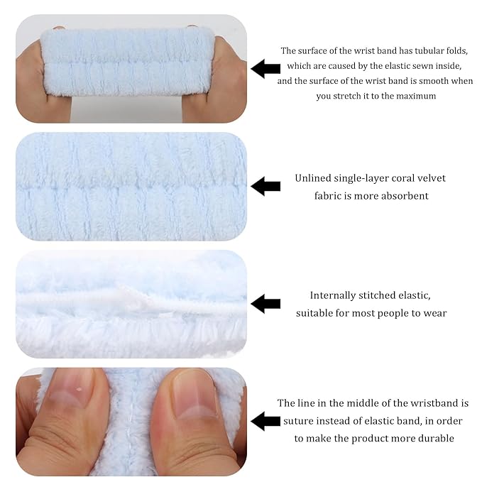 Semato Spa Headband and Wristband Set Skin Care Headband Fluffy Bow Face Wash Headband Hair Accessories Bubble Sponge Spa Headband for Women and Girls (blue)