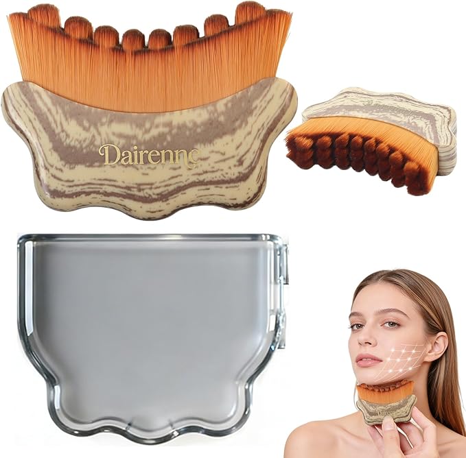 Lymphatic Contour Face Brush - Facial Sculpting & Anti-Puffiness Tool | Ultra Soft Dry Brush for Jawline Massage & Lymphatic Drainage | Ergonomic Design (Gray, 1pc)