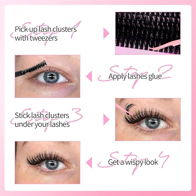 RITALASH Lash Clusters 3 Style Cluster Lashes Book Individual Lashes Clusters Eyelash Extensions False Eyelashes DIY Wispy 3D Effect Lash Extension Natural(60D+80D+100D Cluster Lashes)