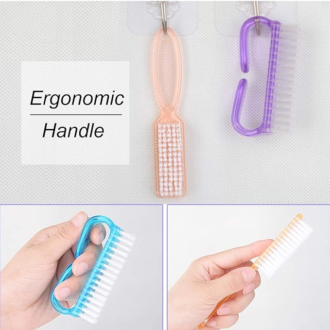 Handle Grip Nail Brush, Hand Fingernail Scrub Cleaning Brushes for Toes and Nails Cleaner, Pedicure Scrubbing tool kit for Men and Women 6 Pack (Multicolor)