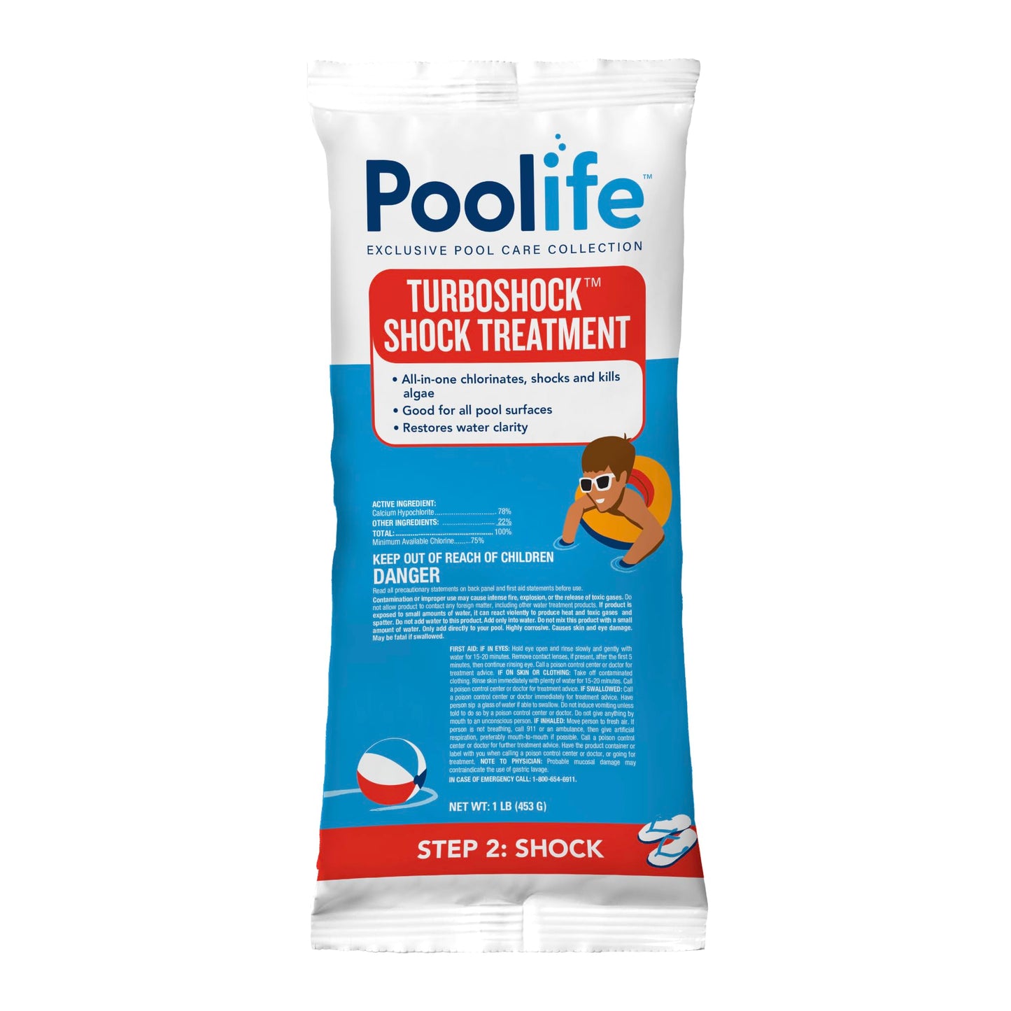 Poolife Turbo Shock to Eliminate Algae, Bacteria & Cloudy Water - Strongest 78% Calcium Hypochlorite Pool Shock - Fast-Dissolving, No Pre-Mixing - Safe Chlorine Shock for All Surfaces - 12 X 1lb Bag