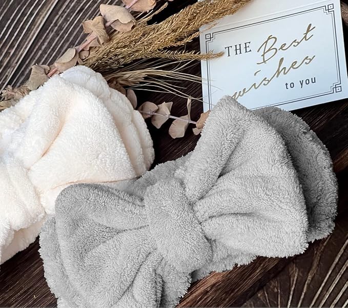 Huachi Spa Headbands for Women Makeup Washing Face Skincare Face Wash Head Band Cute Bow Hair Band for Girls Soft Coral Facial Shower Head Wraps
