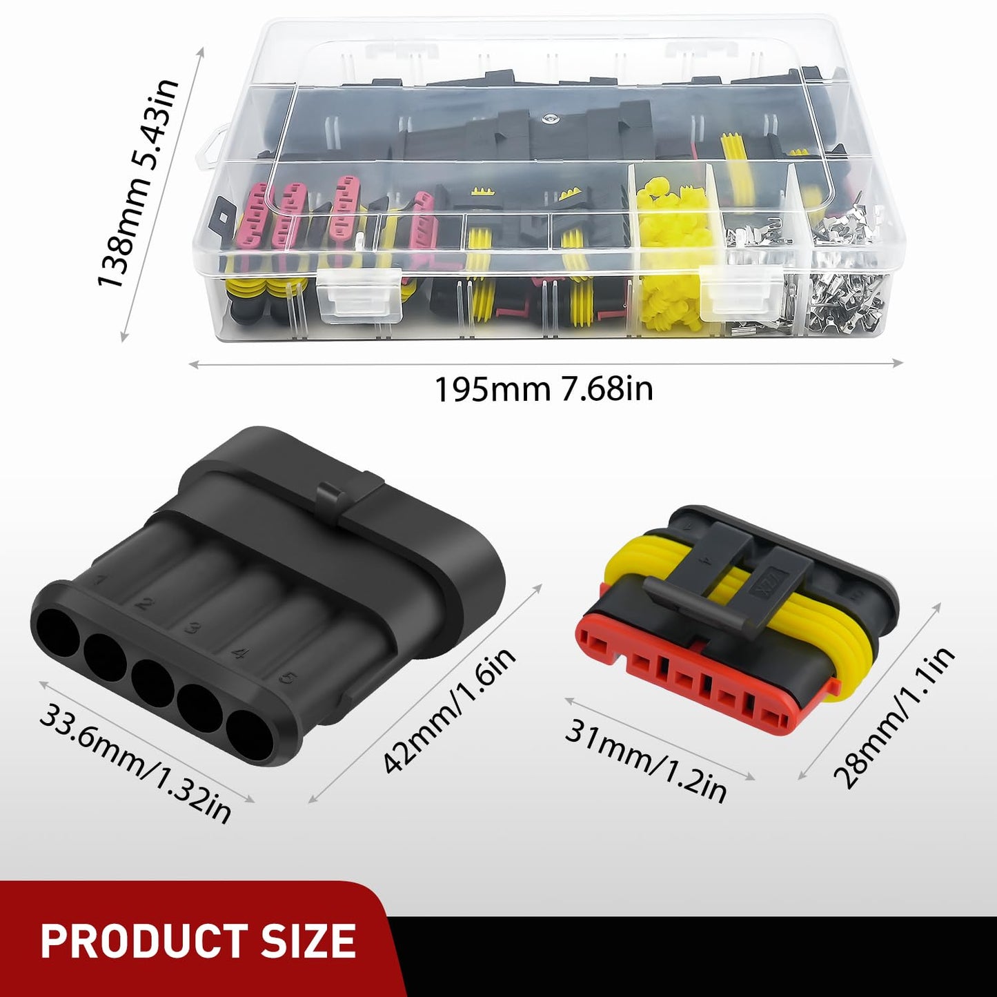 Nilight 220PCS 5 Pin Electrical Connector Plug Male Female Terminal Wire Connectors Waterproof 5 Way Automotive Connect Set for Car Truck Motorcycle Marine Boat 10 Sets