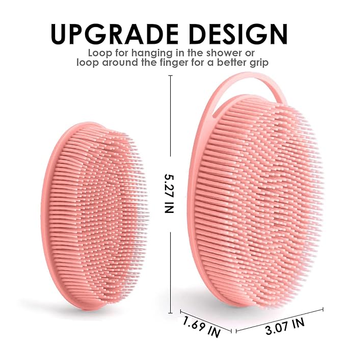 Silicone Body Scrubber â Dual-Sided Silicone Loofah for Shower, Set of 2 Soft Exfoliating Body Bath Shower Scrubber Loofah Brush Easy-to-Clean for Sensitive Kids Women Men All Kinds of Skin