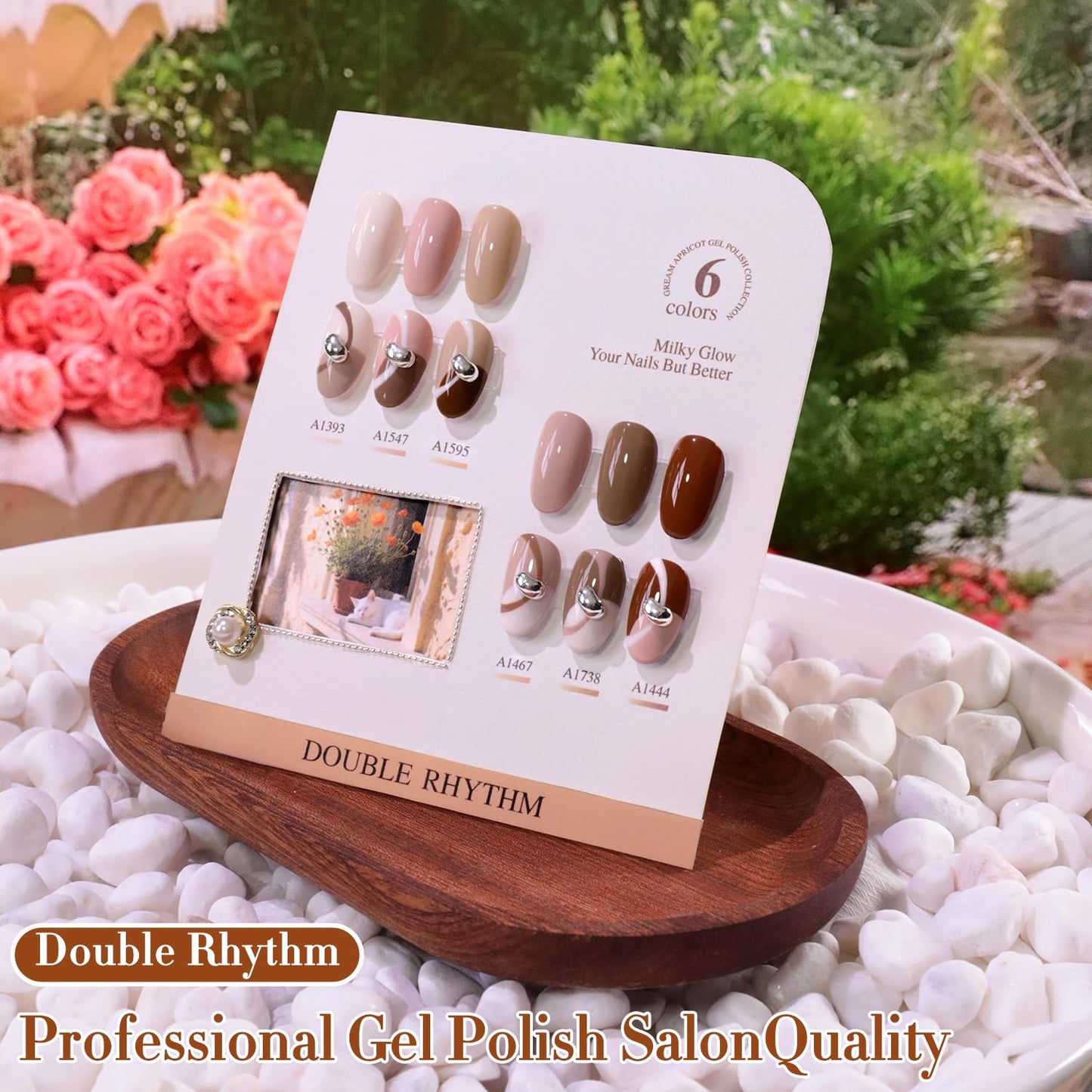Double Rhythm 6 Pcs 15 ML Gel Polish Set Same Color Same Bottle Soak Off Gel Polish Kit Nail Art Manicure Salon DIY at Home for Women (Peach Nude Cream Taupe Tan Brown-T6-77)