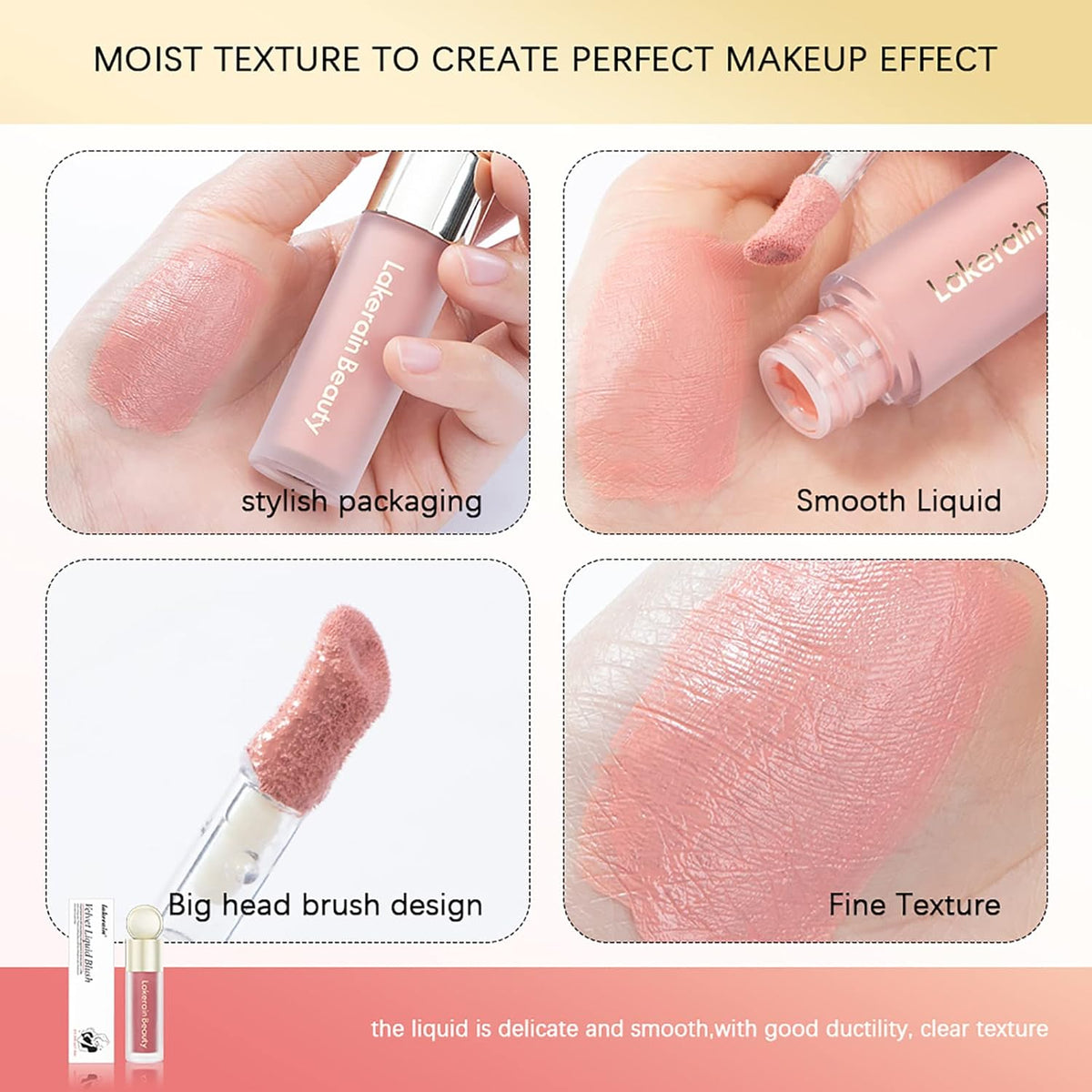 Liquid Blush, Soft Cream Liquid Blush for Cheeks, Light Weight,Long Lasting, Smudge Proof, Natural-Looking, Dewy Finish, For Natural-looking Flush & Everyday Wear(03#)