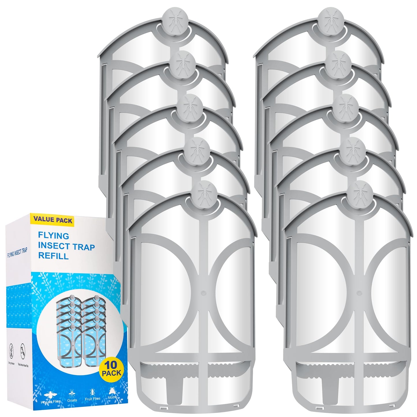10 Pack Flying Trap Refills Compatible with zzevo Flying Insect Trap Refill, Insect Replacement Kit for M364 M364A and Max Fully Compatible Size (10 Pcs Refill) (10)