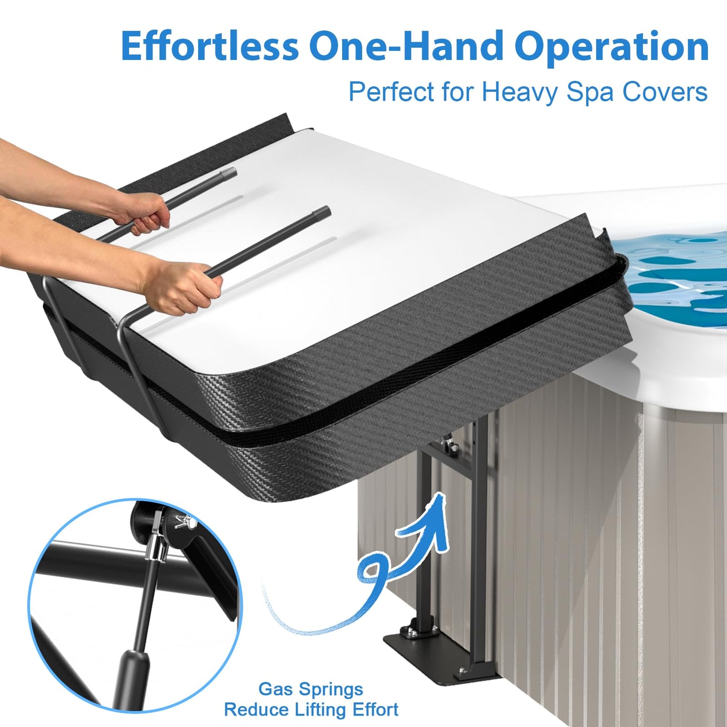 Hot Tub Cover Lift Adjustable U-Arms Spa Cover Lifter for Hot Tub Accessories, Hot Tub Cover Lifter Universal Fit Most Spas Hot Tubs Hydraulic Assist Removal System