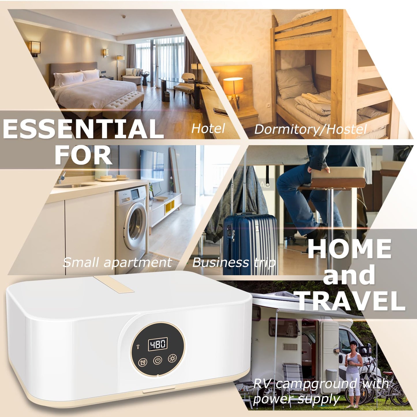 Ljusved Portable Clothes Dryer - Mini Portable Dryer Machine for Laundry Apartments and Travelling, Hotel Room, Classic White