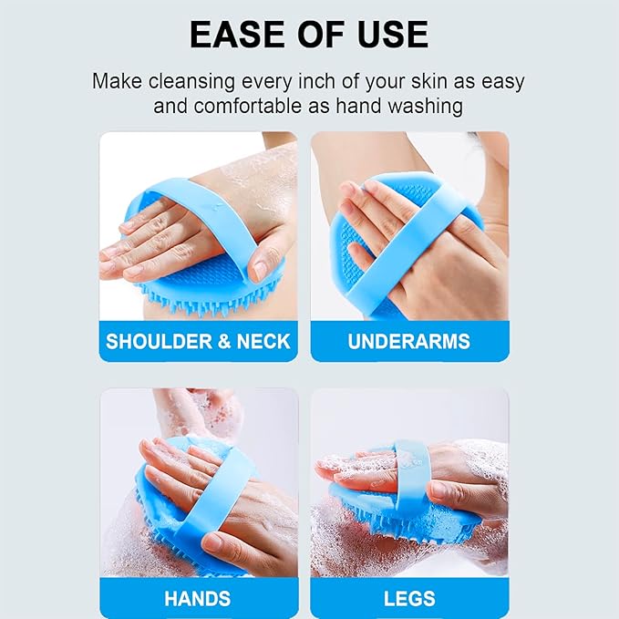 Silicone Body Scrubber for Shower, Shower Body Brush for Effective Showering Exfoliation and Gentle Massage Back Scrubber with Soft Bristles, Loofah Alternative for Sensitive Skin, Gift for Family