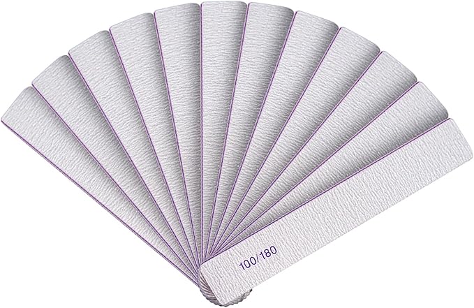 Nail Files (12 Packs), Professional 100/180 Grit Double Sided Emery Boards for Natural Nails Fingernail Toenail File Kit, Heavy Duty Emory Nail Filer Set Limas para Uñas AcrÃÂlicas Profesional