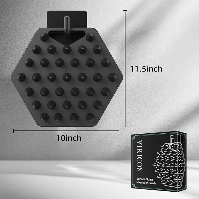 Silicone Scalp Massager with Wall Hook, Beard and Hair Scrubber for Hair Growth, Reduces Dandruff - Wet/Dry Shower Scalp Scrubber - Gift for Men Women All Hair Types & Includes Hook
