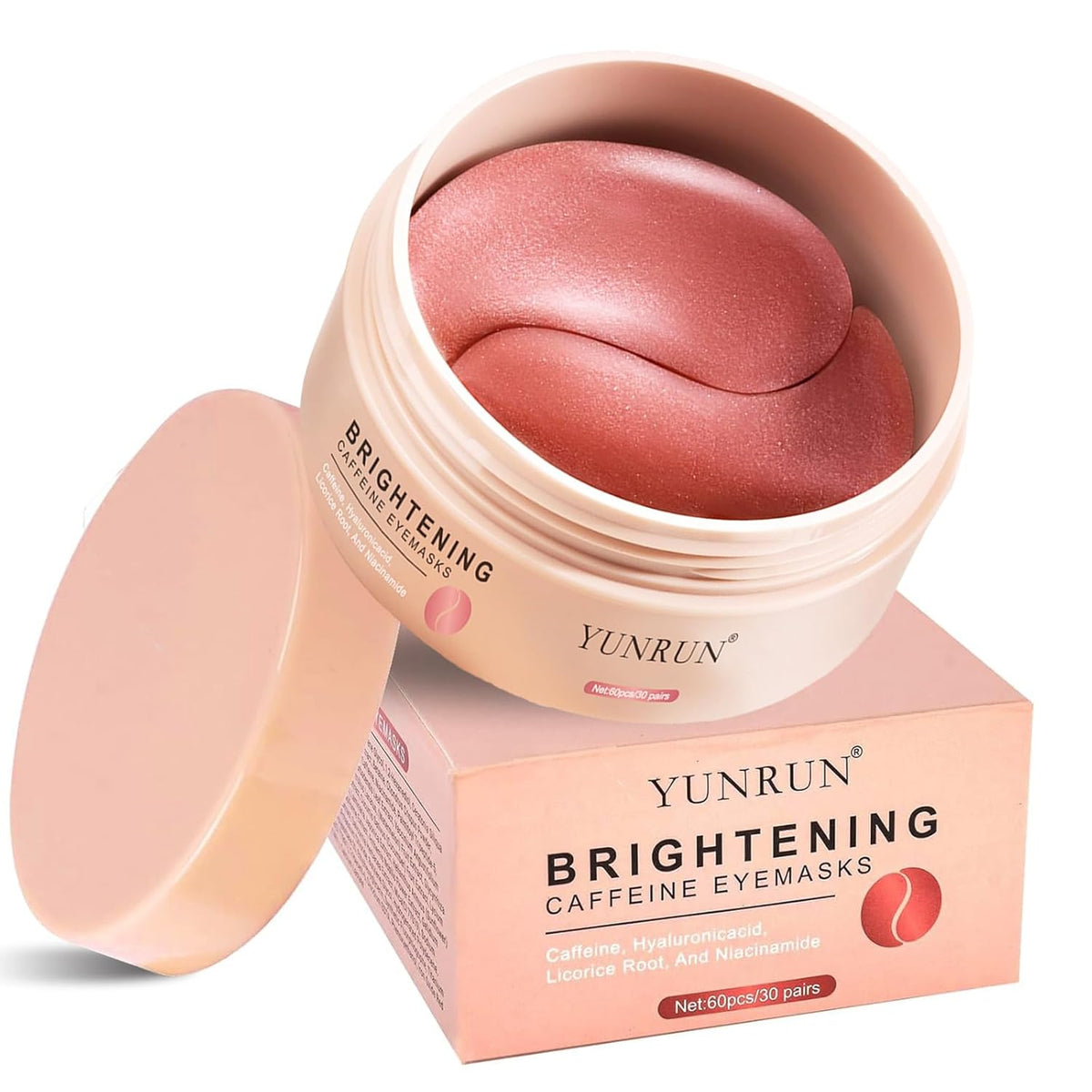 Brightening Eye Mask - Hyaluronic Acid Eye Mask with Caffeine,under Eye Patches for Puffy Eyes and Dark Circles - 60 eye patches to minimize wrinkles and eliminate ï¼under eye care (1pcs)